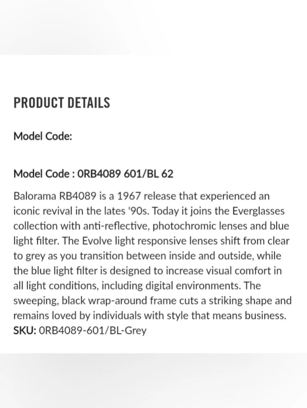 Ray-Ban Black Frame with Clear Blue-Light To Light Gray Trasition Lenses Evolve